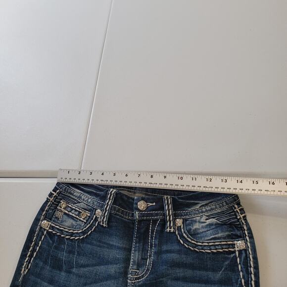 Miss Me Jeans Womens 26 x34 Blue Mid Rise Bootcut Embellished Flap Pockets Rodeo - Picture 9 of 13